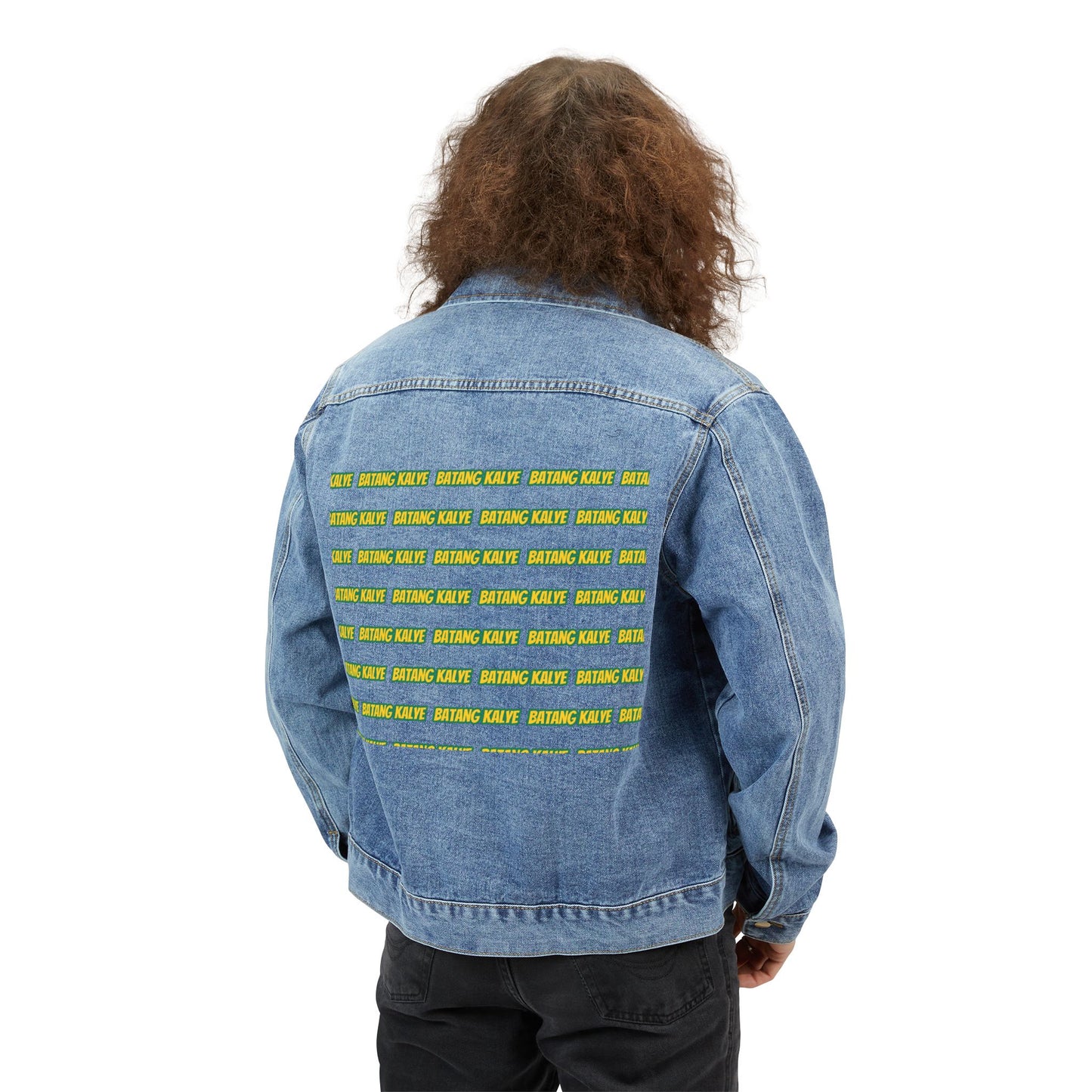Trendy Men's Denim Jacket with Batang Kalye Design, Casual Wear, Vintage Style, Perfect for Everyday Use, Unisex Fashion