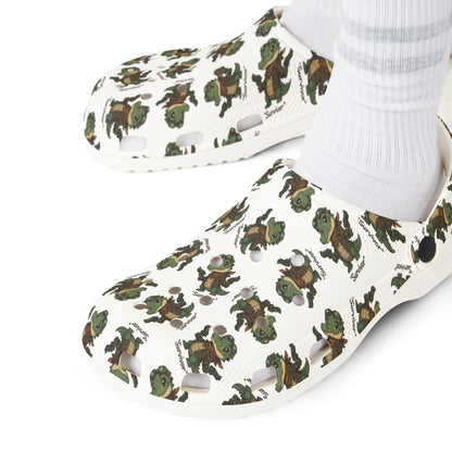 Camo APFO Crocs Pattern Foam Clogs — Printed EVA Garden Shoes