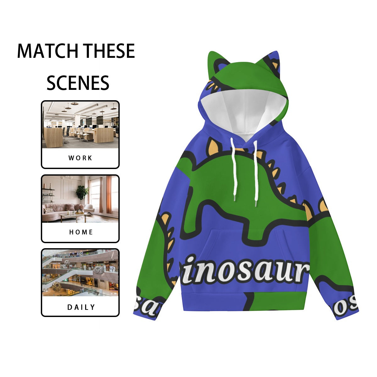 Dino BKB Women’s Hoodie With Decorative Ears