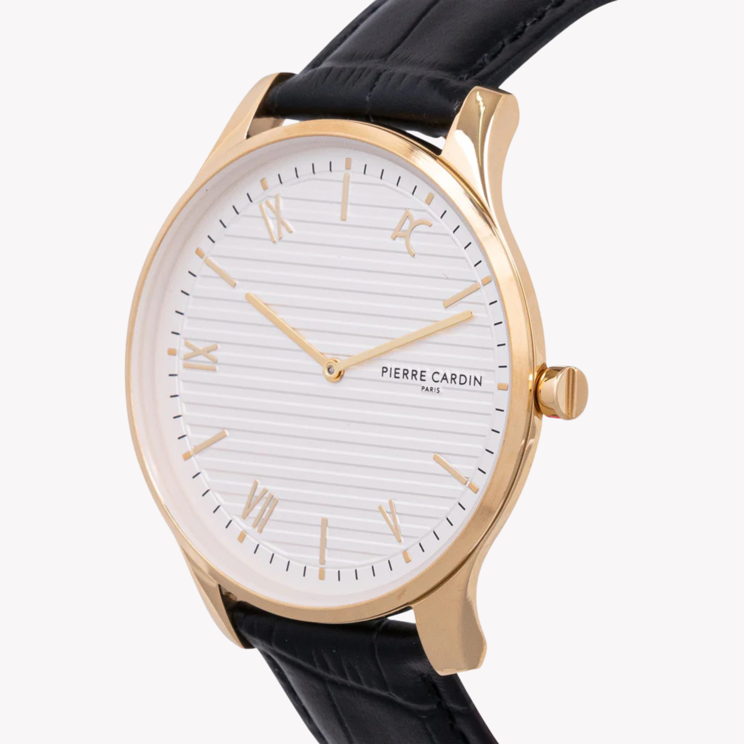 Pierre Cardin Men's Gold Watch, Black Leather Band | Cba.4018