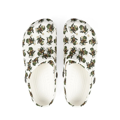 Camo APFO Crocs Pattern Foam Clogs — Printed EVA Garden Shoes